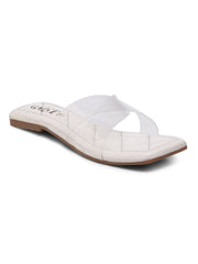 GNIST Clear Cross Strap White Flats